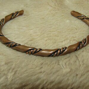 Vintage copper twisted open bangle bracelet